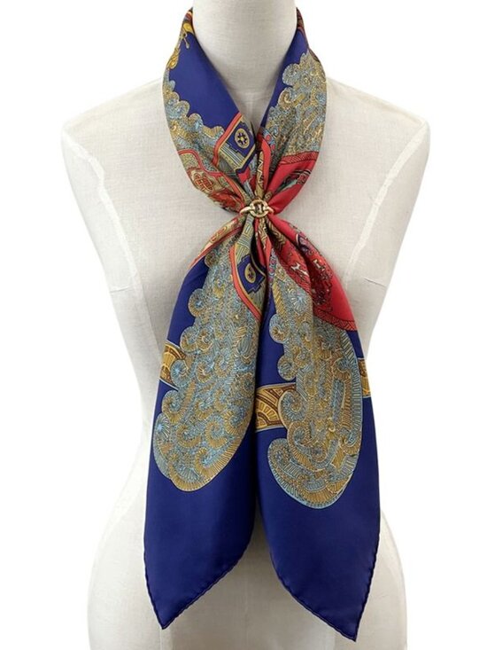 Hermes Scarf Carre 90 ART Des Steppes Step Silk Navy Multicolor - Picture 6 of 11